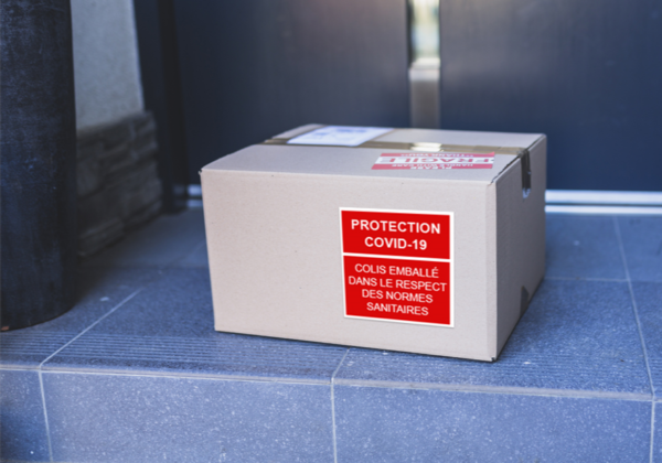 Étiquette carton covid safe