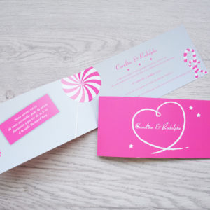faire part mariage champêtre bonbon rose personnalisé impression direct – imprimeur vendée