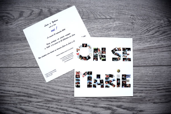 faire part mariage champêtre lettres photos personnalisé impression direct – imprimeur vendée